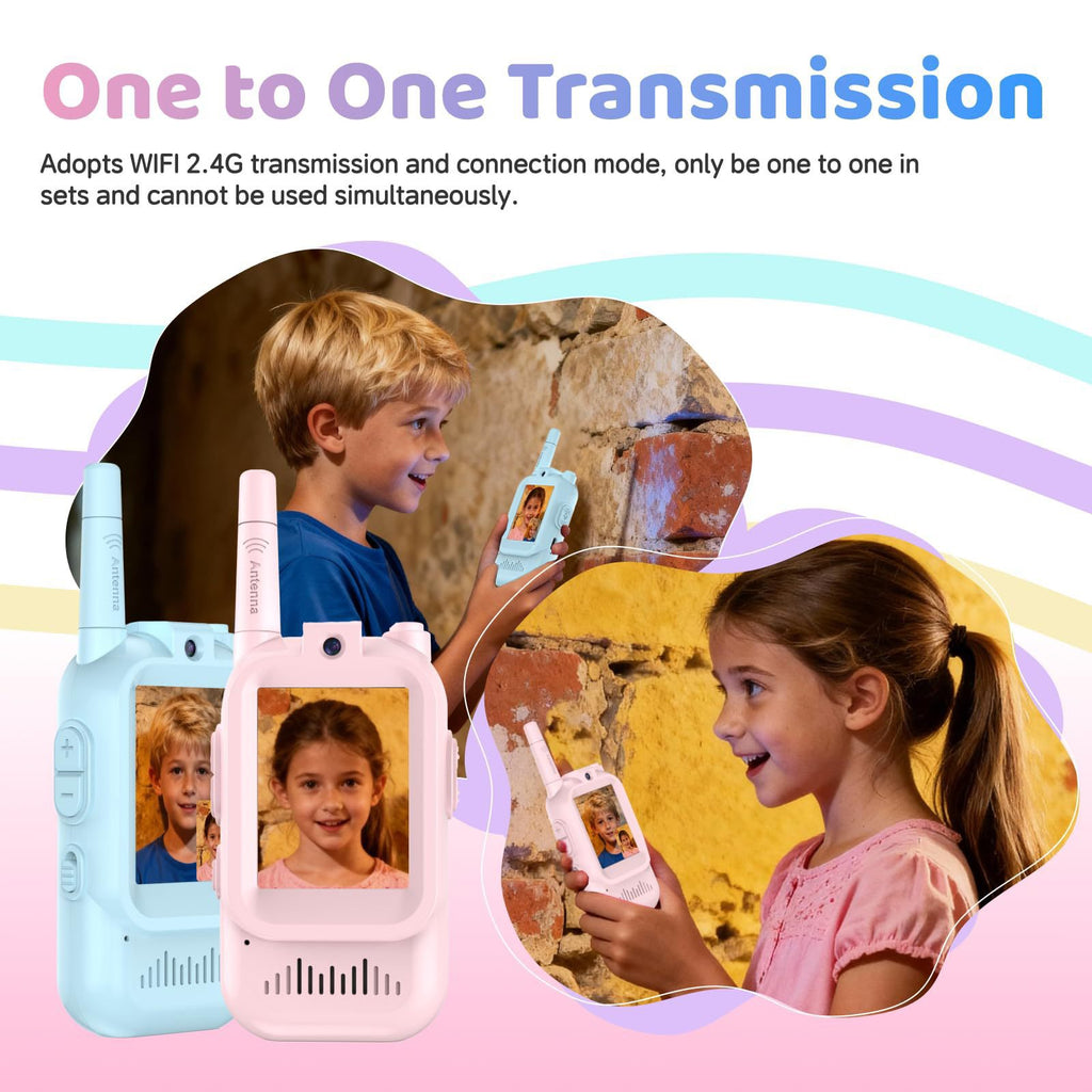 Video Walkie Talkie for Kids, Two-Way Communication Toy with Screen, Antenna and Speaker, Interactive Pretend Play Gadget for Children, Fun Communication Toy Gift for Boys and Girls