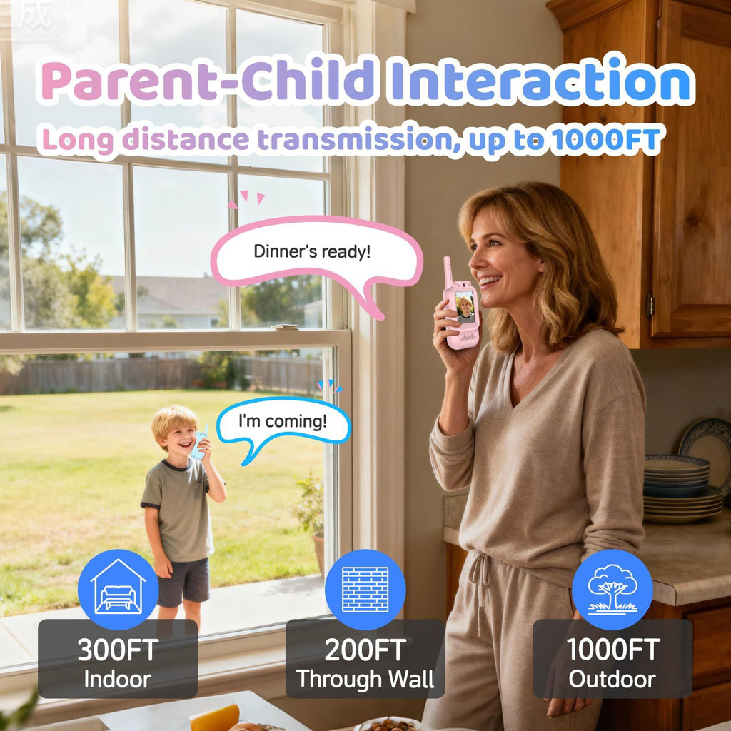 Video Walkie Talkie for Kids, Two-Way Communication Toy with Screen, Antenna and Speaker, Interactive Pretend Play Gadget for Children, Fun Communication Toy Gift for Boys and Girls