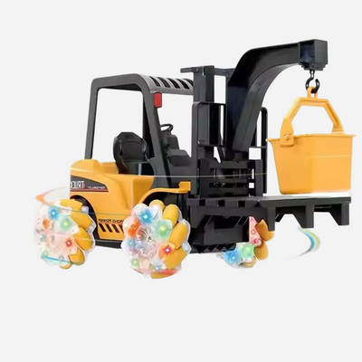 Kids Electric Construction Forklift Toy with Lifting Bucket, Flashing Wheels & Moving Arm Vehicle - 689-807
