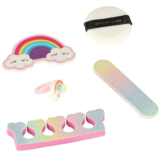 22 PCS Unicorn Princess Makeup & Dress-Up Set for Girls | Beauty Kit with Cosmetic Bag, Tiara, Rainbow Tutu Skirt & Pretend Play Accessories (Age 5+) - SR24013-1