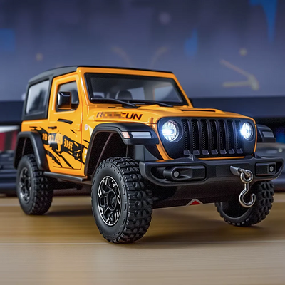 Robicun Large 1:24 Diecast Alloy Off-Road SUV Toy Car Pull Back Model Vehicle with Realistic Light, Sound & Opening Doors - alternate view