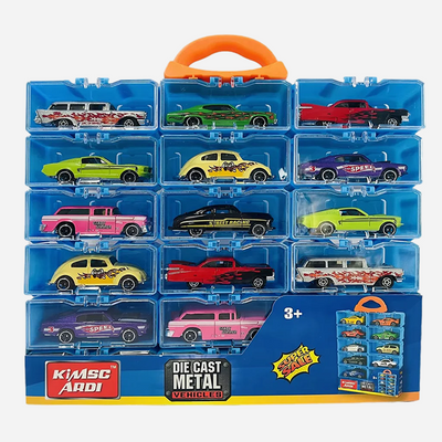 1:64 Scale Diecast Metal Toy Car | Classic Style Alloy Pull-Back Mini Vehicle for Kids - 18 Pc Set