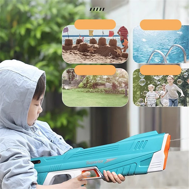 Electric Automatic Water Gun with Auto Water Absorption & High-Pressure Spray | Rechargeable Summer Water Fight Toy - LMI-WG-2302B