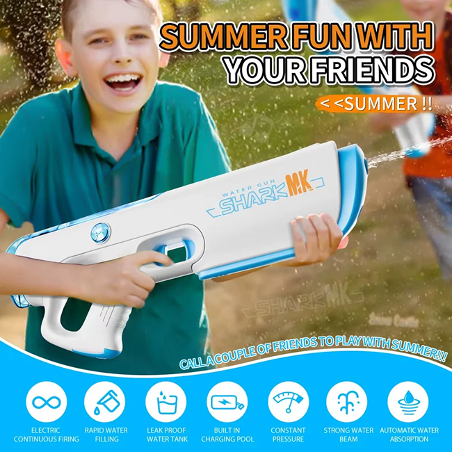 Rechargeable Electric Water Gun | Automatic Continuous Shooting Water Blaster for Kids, Pool Parties, Beach Trips & Outdoor Summer Fun - LMI-WG-CY069