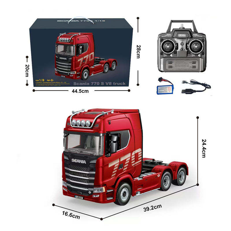Huina 1501 Scania 770S 1:18 RC Semi Tractor Truck - 2.4GHz 19CH Officially Licensed Full Function with LED Lights & Sound RTR