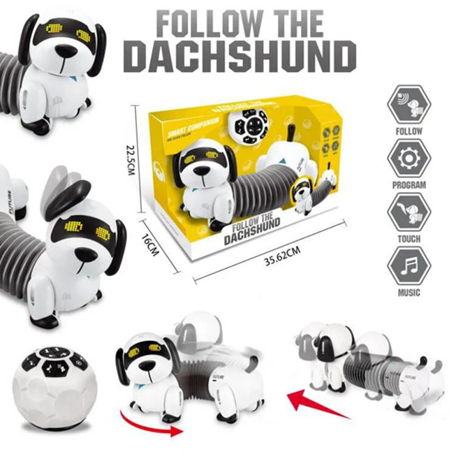 Smart Dachshund Robot Dog Toy Remote Control Interactive Electronic Pet with Touch Sensor Follow Function Music Dance Walking for Kids - K22
