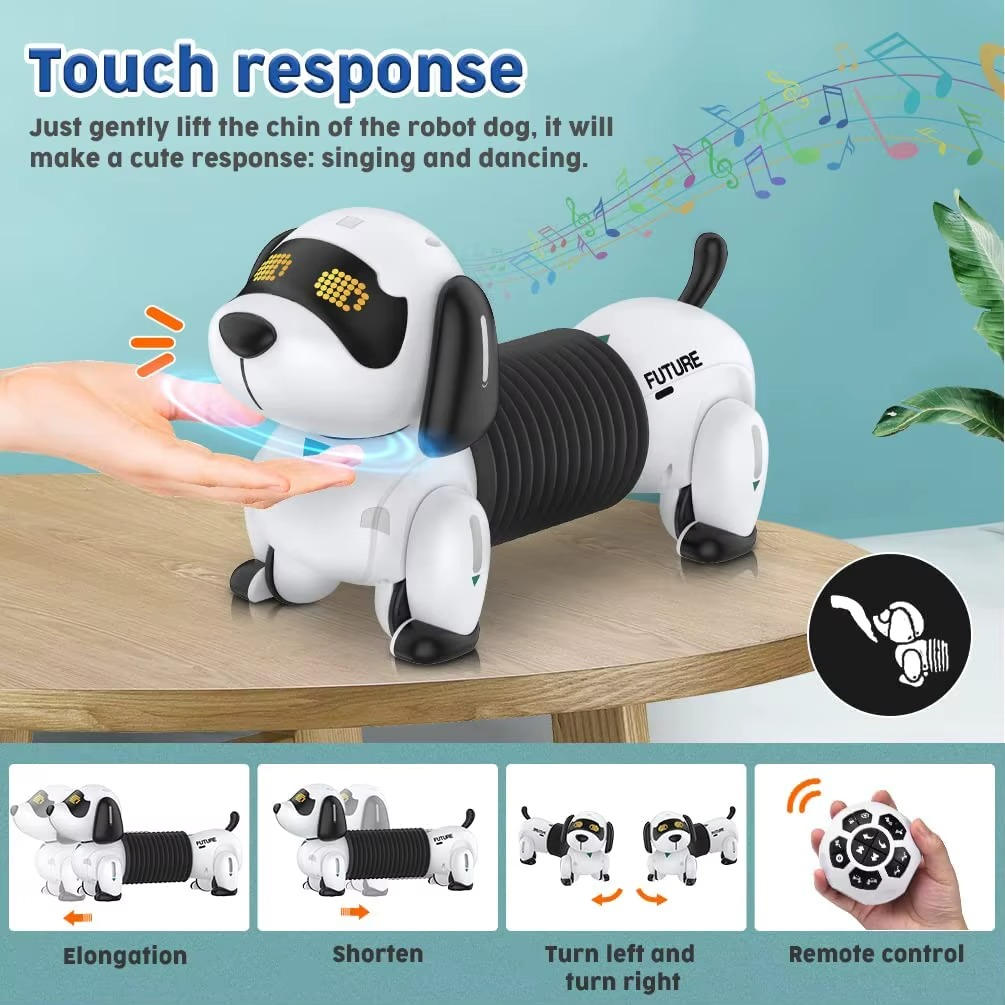 Smart Dachshund Robot Dog Toy Remote Control Interactive Electronic Pet with Touch Sensor Follow Function Music Dance Walking for Kids - K22