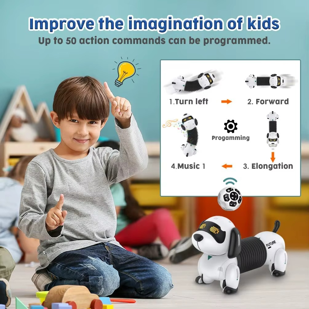 Smart Dachshund Robot Dog Toy Remote Control Interactive Electronic Pet with Touch Sensor Follow Function Music Dance Walking for Kids - K22