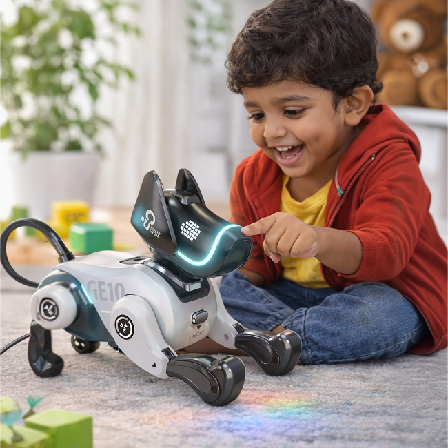 Smart Remote Control Mecha Robot Dog Toy Interactive Walking Electronic Pet with LED Lights Music Programmable Actions for Kids - 799A-4