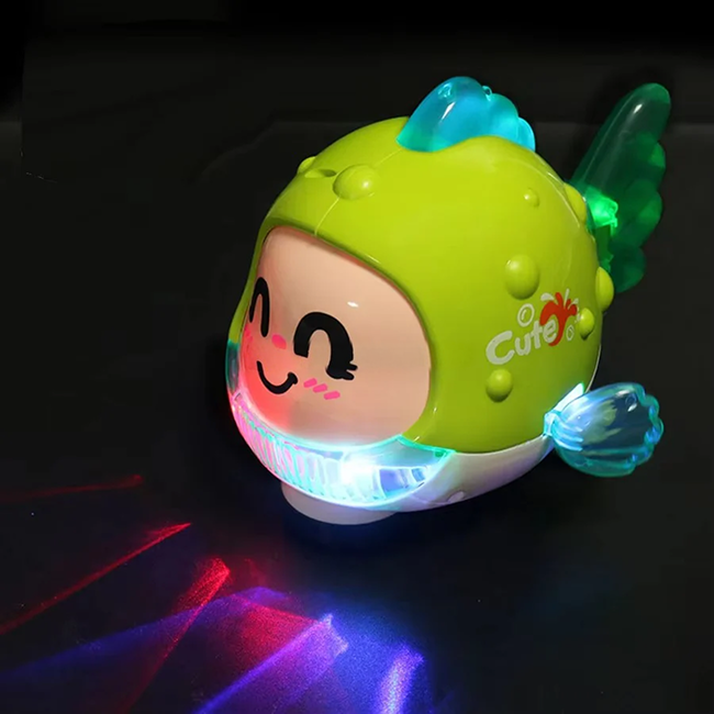 Cartoon Fish Musical Walking Toy with Colorful LED Lights, Music & Automatic Bump-and-Go Movement | Interactive Toy for Kids 3+ Years - ZR221
