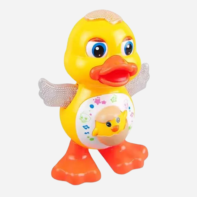 Dancing Duck Musical Toy with LED Lights, Music, Colorful Wings & Automatic Bump-and-Go Movement, Interactive Toy for Kids 3+ Years - GY3004