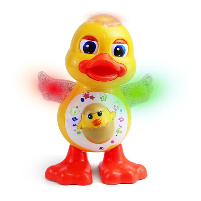 Dancing Duck Musical Toy with LED Lights, Music, Colorful Wings & Automatic Bump-and-Go Movement, Interactive Toy for Kids 3+ Years - GY3004