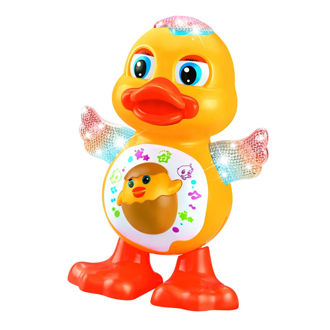 Dancing Duck Musical Toy with LED Lights, Music, Colorful Wings & Automatic Bump-and-Go Movement, Interactive Toy for Kids 3+ Years - GY3004