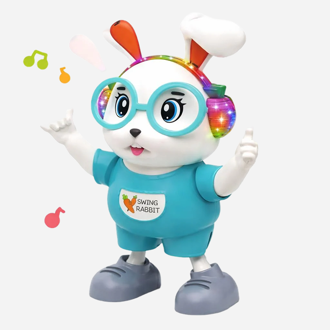 Dancing Rabbit Musical Toy with Colorful LED Lights, Music & Automatic Swing Dance Action - Interactive Bunny Toy for Kids 3+ Years