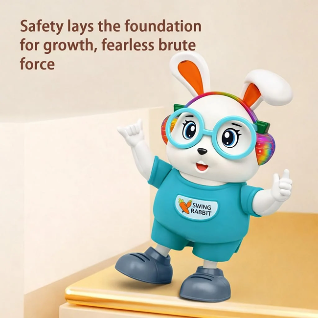 Dancing Rabbit Musical Toy with Colorful LED Lights, Music & Automatic Swing Dance Action - Interactive Bunny Toy for Kids 3+ Years