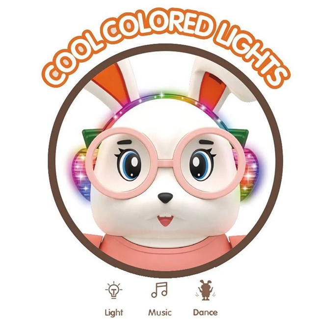 Dancing Rabbit Musical Toy with Colorful LED Lights, Music & Automatic Swing Dance Action - Interactive Bunny Toy for Kids 3+ Years