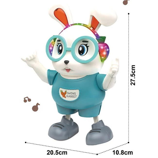 Dancing Rabbit Musical Toy with Colorful LED Lights, Music & Automatic Swing Dance Action - Interactive Bunny Toy for Kids 3+ Years