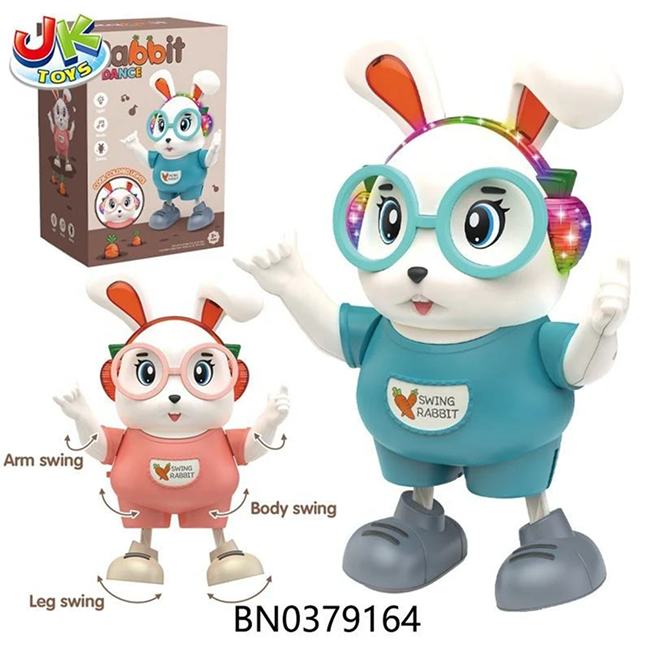 Dancing Rabbit Musical Toy with Colorful LED Lights, Music & Automatic Swing Dance Action - Interactive Bunny Toy for Kids 3+ Years