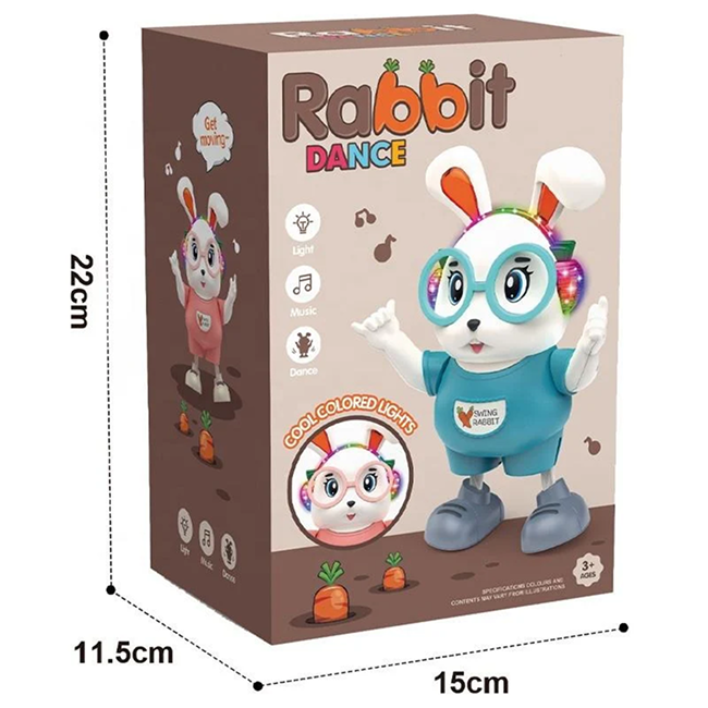 Dancing Rabbit Musical Toy with Colorful LED Lights, Music & Automatic Swing Dance Action - Interactive Bunny Toy for Kids 3+ Years