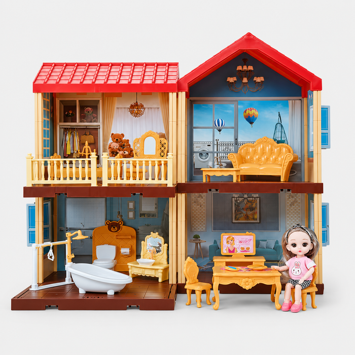 Princess Doll House Play Set 113 Pieces with Furniture, Accessories & Doll | DIY Miniature Dream House for Kids 3+ Years