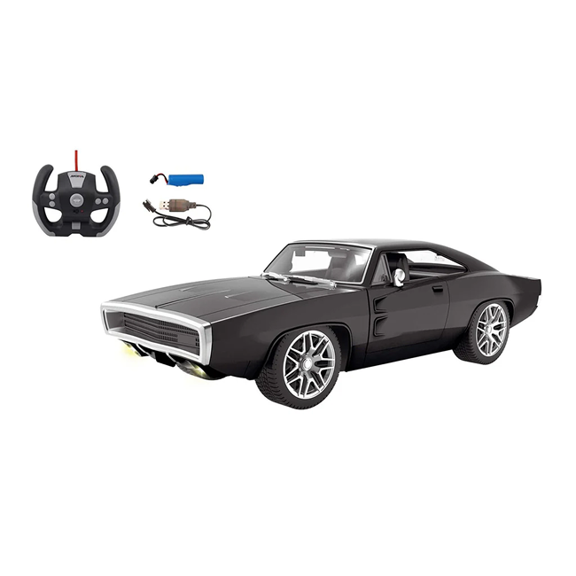 MOKA 1:12 Scale Remote Control Muscle Car Rechargeable RC Car with LED Lights Opening Doors High Speed Racing Toy