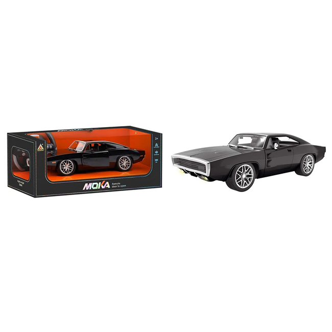 MOKA 1:12 Scale Remote Control Muscle Car Rechargeable RC Car with LED Lights Opening Doors High Speed Racing Toy