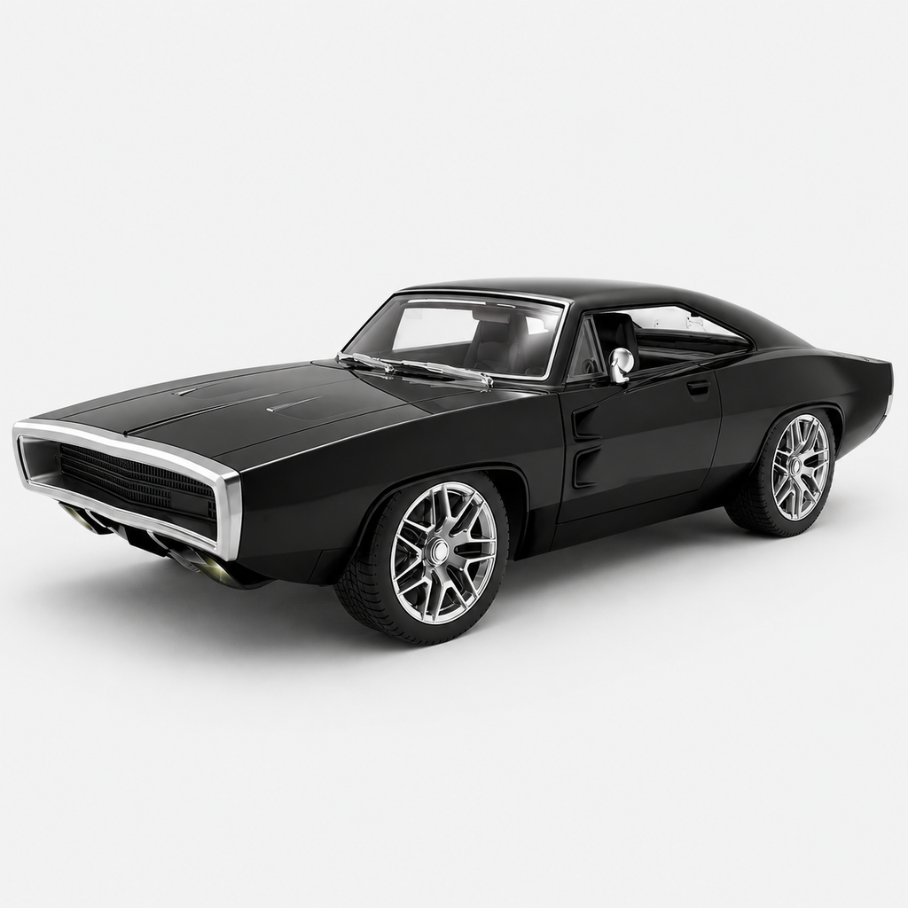 MOKA 1:12 Scale Remote Control Muscle Car Rechargeable RC Car with LED Lights Opening Doors High Speed Racing Toy