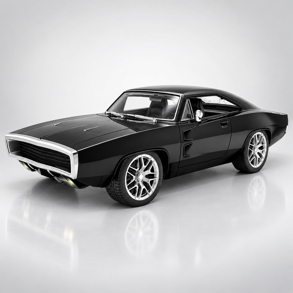 MOKA 1:12 Scale Remote Control Muscle Car Rechargeable RC Car with LED Lights Opening Doors High Speed Racing Toy