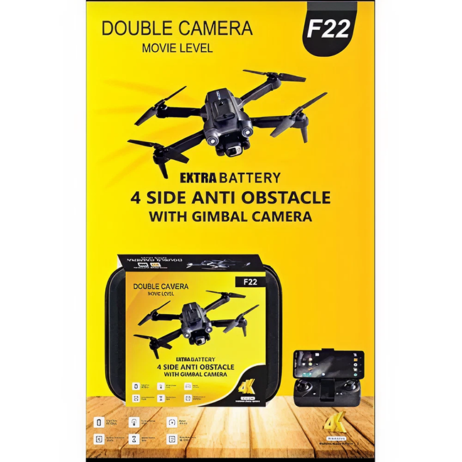 F22 Foldable RC Drone with Dual Camera | 2.4 GHz Remote | Headless Mode | Altitude Hold | LED Lights