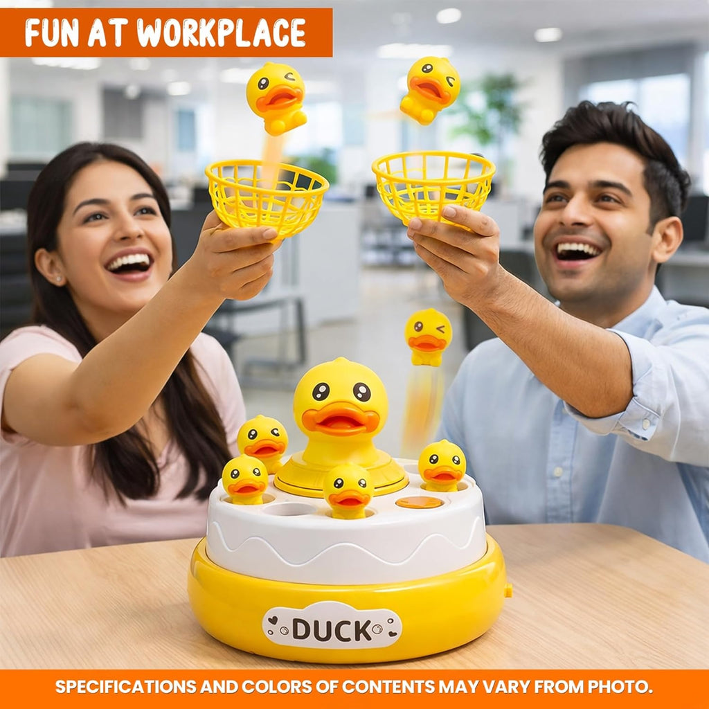 Duck Rotating Bounce Catch Game with Flying Ducks, 2 Catching Nets & Interactive Family Party Play for Kids 3+ Years
