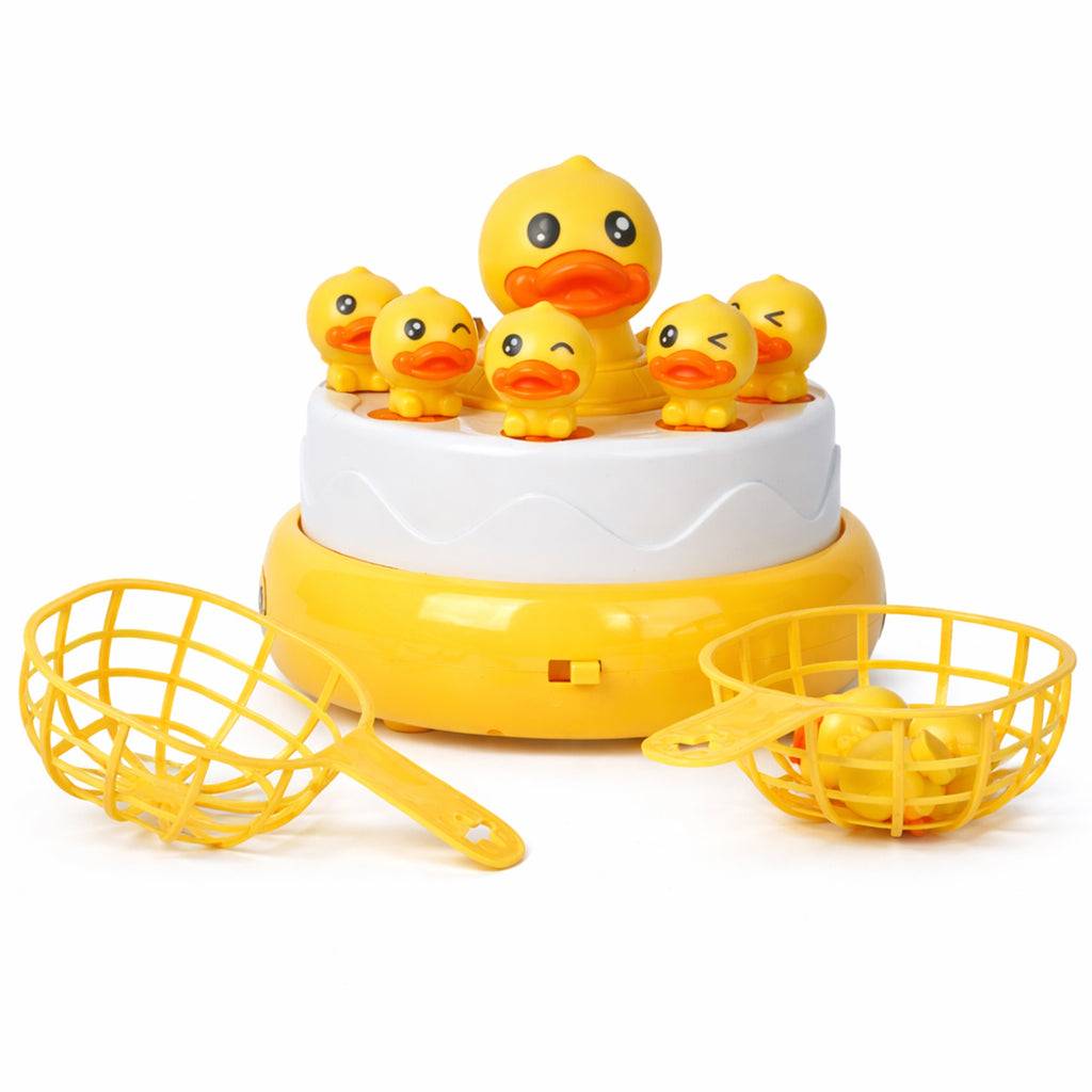 Duck Rotating Bounce Catch Game with Flying Ducks, 2 Catching Nets & Interactive Family Party Play for Kids 3+ Years