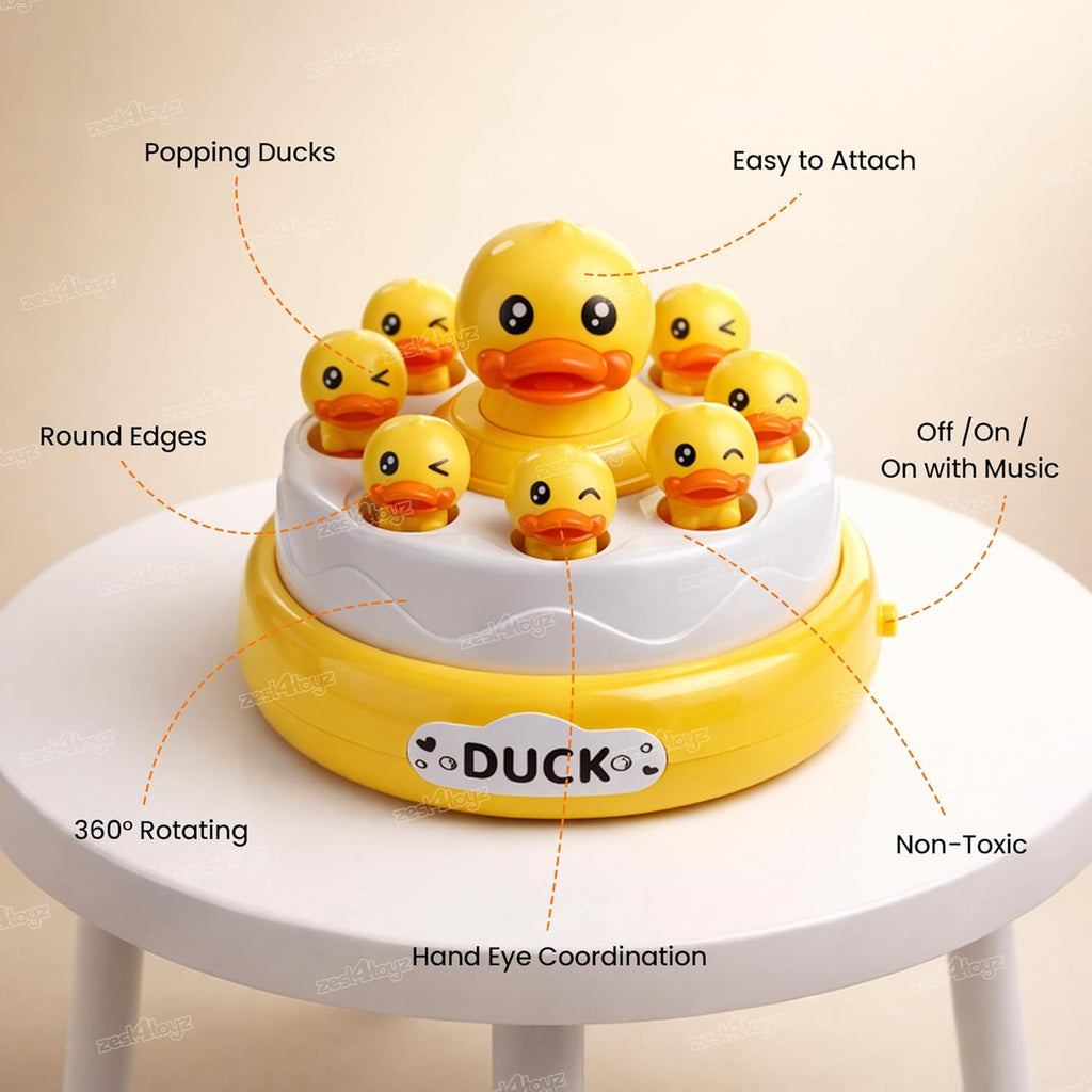 Duck Rotating Bounce Catch Game with Flying Ducks, 2 Catching Nets & Interactive Family Party Play for Kids 3+ Years