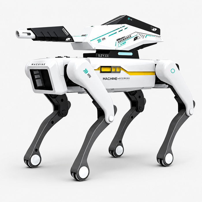Fire Bullets RC Robot Dog with Bullet Launcher, 2.4GHz Remote & App Control, Smart Programmable Stunt Robot Toy with LED Lights, Walking Action & Interactive Gift for Kids