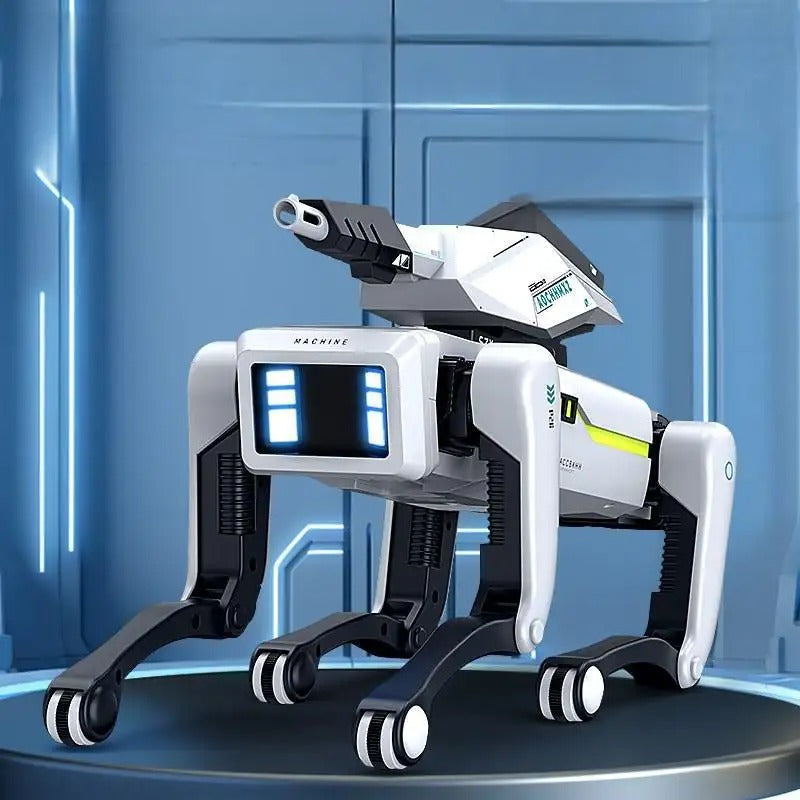Fire Bullets RC Robot Dog with Bullet Launcher, 2.4GHz Remote & App Control, Smart Programmable Stunt Robot Toy with LED Lights, Walking Action & Interactive Gift for Kids