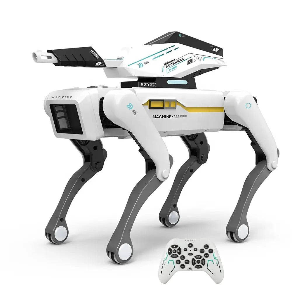 Fire Bullets RC Robot Dog with Bullet Launcher, 2.4GHz Remote & App Control, Smart Programmable Stunt Robot Toy with LED Lights, Walking Action & Interactive Gift for Kids