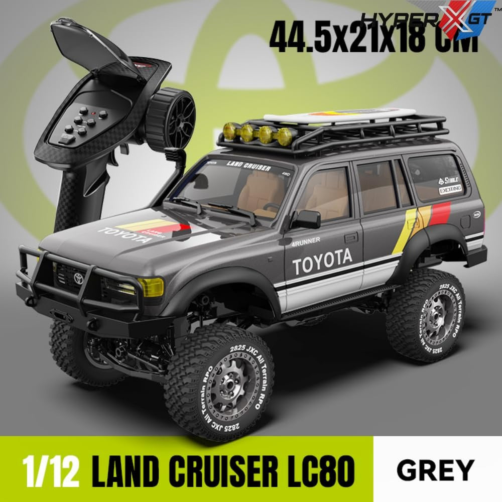 JXC LC80 - 1:12 Toyota Land Cruiser RC Car | 4WD 2.4GHz Remote Control Off-Road Rock Crawler Truck with LED Lights, Realistic Body & Full Function Control