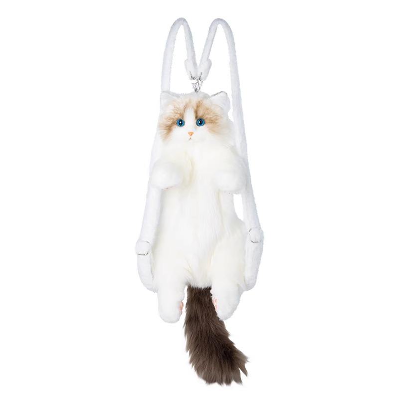 Lifelike Ragdoll Cat Plush Bag - Realistic Simulation Kitten with Soft Faux Fur & Decorative Pet Companion Design