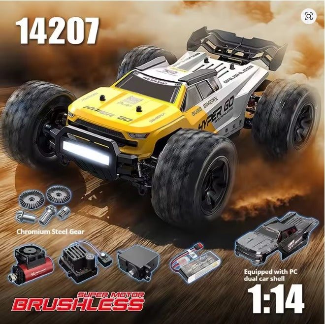 MJX Hyper Go 14207 - 1:14 Brushless RC Off-Road Truck | 4WD 53km/h High-Speed Racer with Dual Body Shells & Oil-Filled Shocks