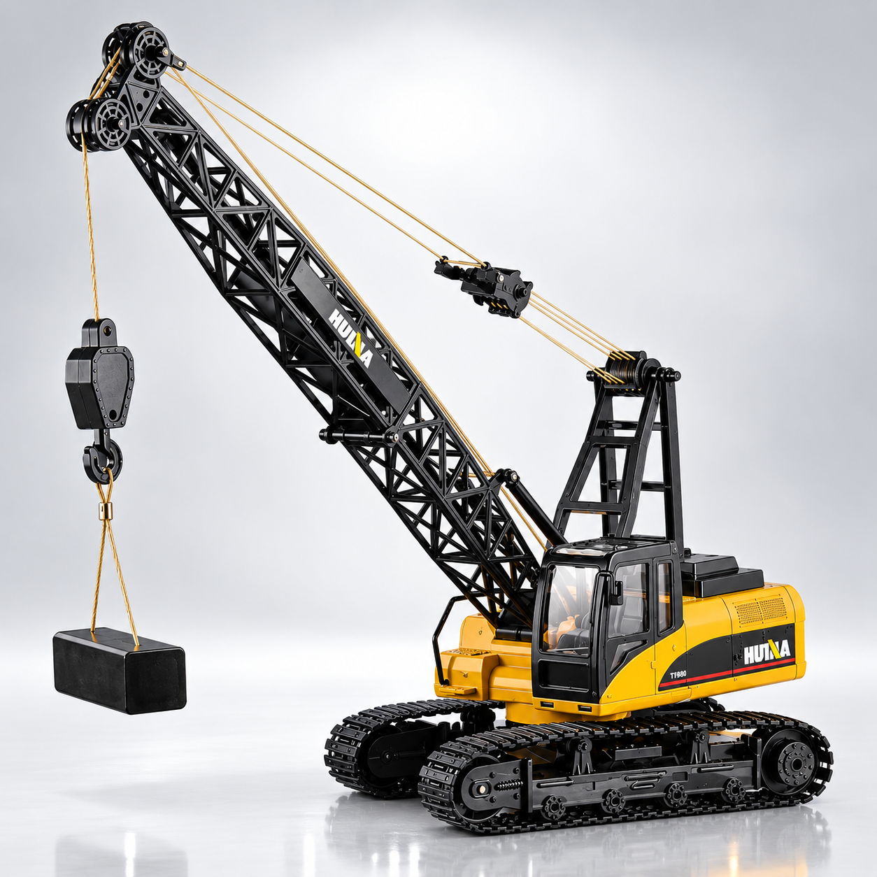 Huina 1572 - 1:14 RC Tracked Crane | 2.4GHz 15CH Alloy Construction Crawler with Grab Hook, Realistic Lights & Sound