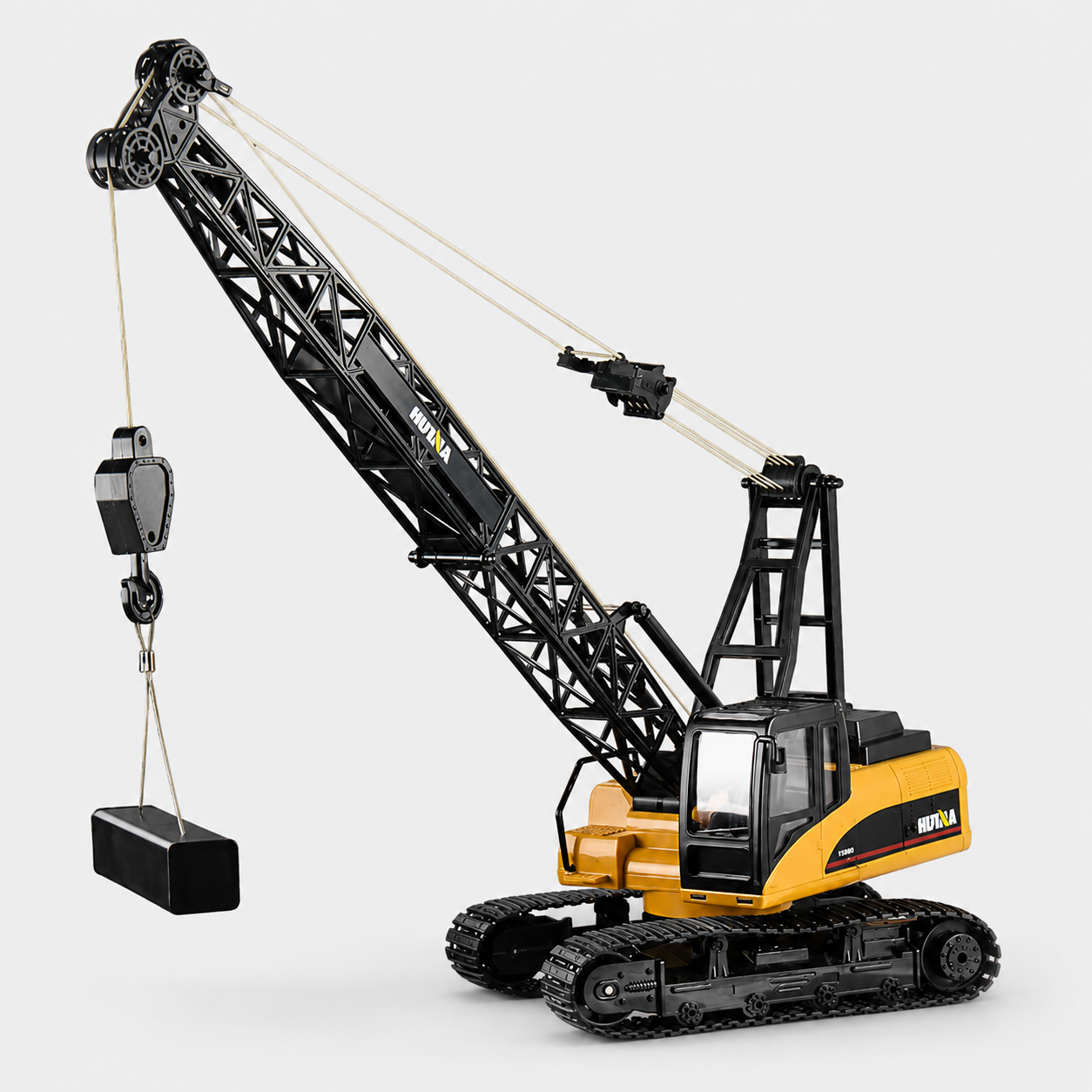 Huina 1572 - 1:14 RC Tracked Crane | 2.4GHz 15CH Alloy Construction Crawler with Grab Hook, Realistic Lights & Sound