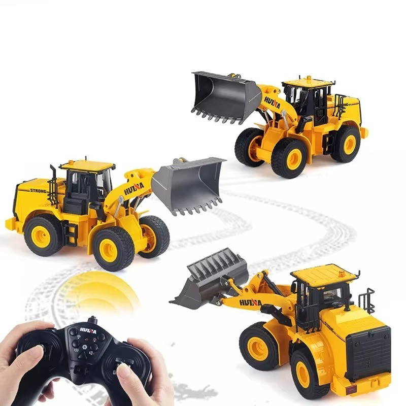 Huina 1552 - 1:16 RC Wheel Loader | 2.4GHz 11CH Semi-Alloy Front End Construction Loader with Metal Bucket, Lights & Sound