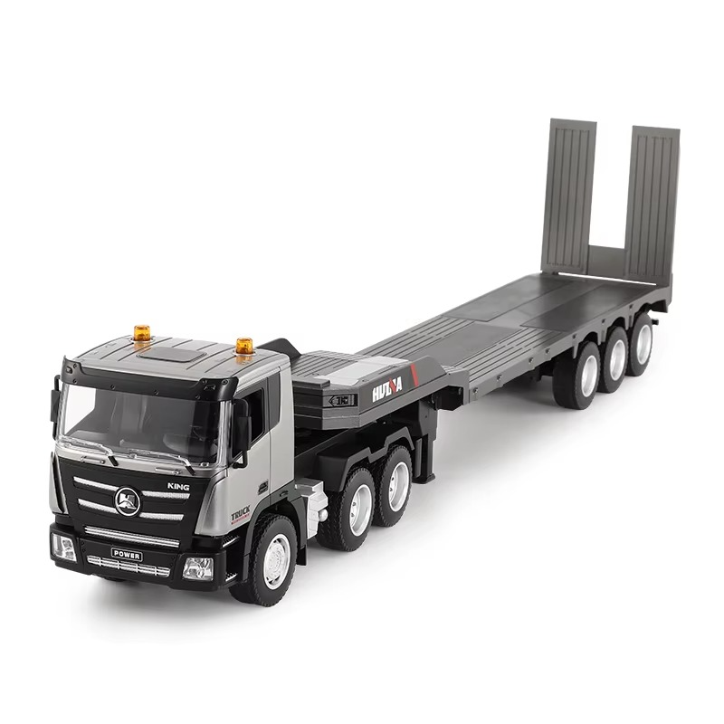 Huina 1318 - 1:18 Scale RC Low Bed Trailer Truck | 2.4GHz Full Function Heavy Duty Construction Transport Truck with Realistic Lights RTR