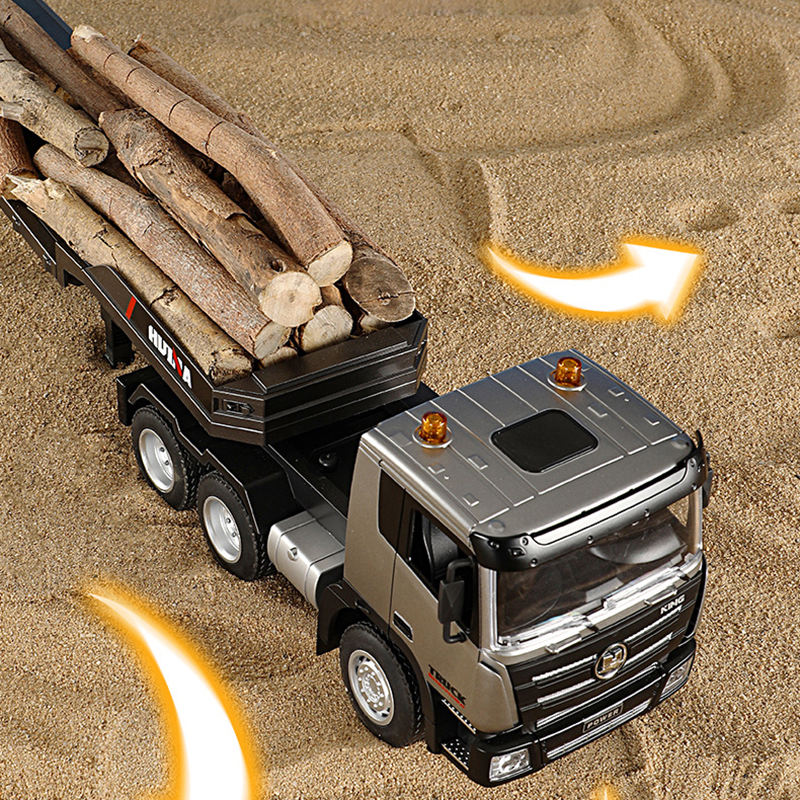 Huina 1318 - 1:18 Scale RC Low Bed Trailer Truck | 2.4GHz Full Function Heavy Duty Construction Transport Truck with Realistic Lights RTR