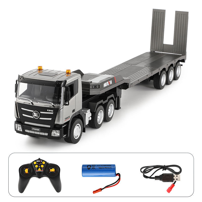Huina 1318 - 1:18 Scale RC Low Bed Trailer Truck | 2.4GHz Full Function Heavy Duty Construction Transport Truck with Realistic Lights RTR