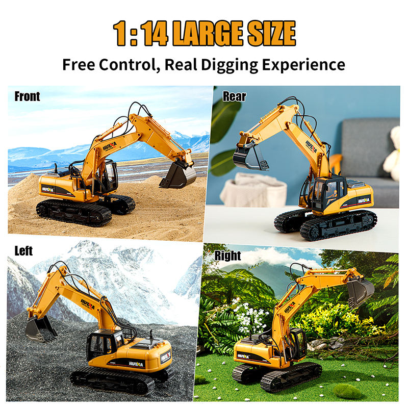 HUINA 1535 - 1:14 Scale 15ch RC Die-cast RC Excavator Construction Truck Toys Radio Control Toy Alloy Engineering Excavator
