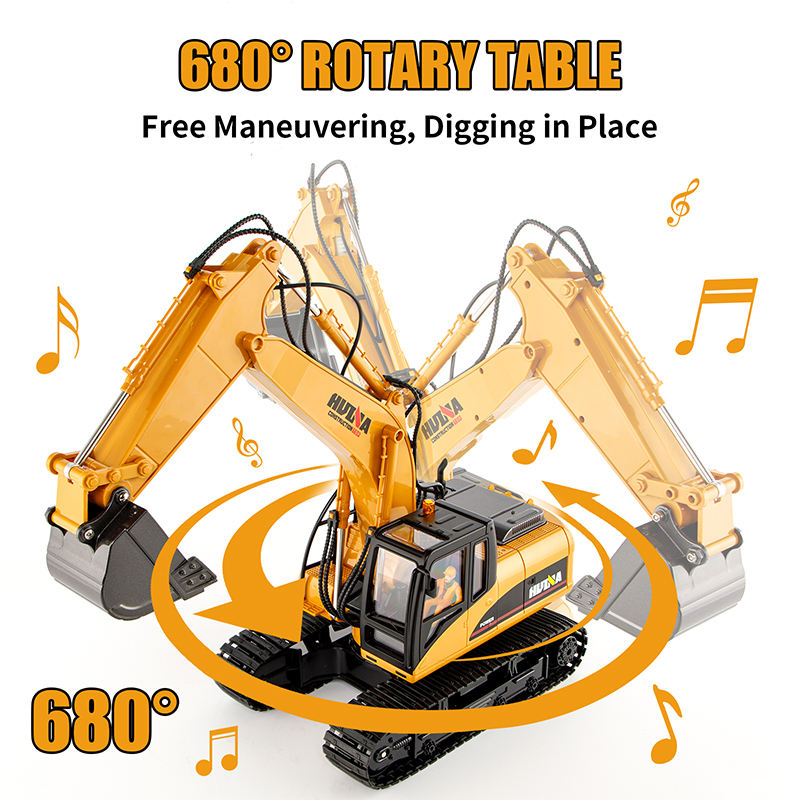 HUINA 1535 - 1:14 Scale 15ch RC Die-cast RC Excavator Construction Truck Toys Radio Control Toy Alloy Engineering Excavator