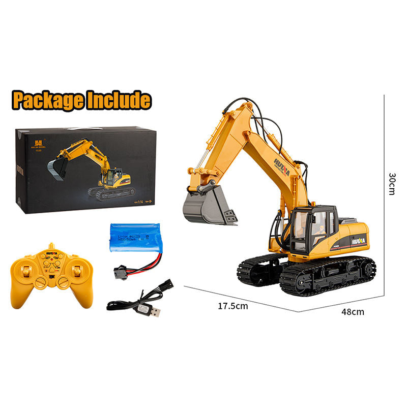 HUINA 1535 - 1:14 Scale 15ch RC Die-cast RC Excavator Construction Truck Toys Radio Control Toy Alloy Engineering Excavator