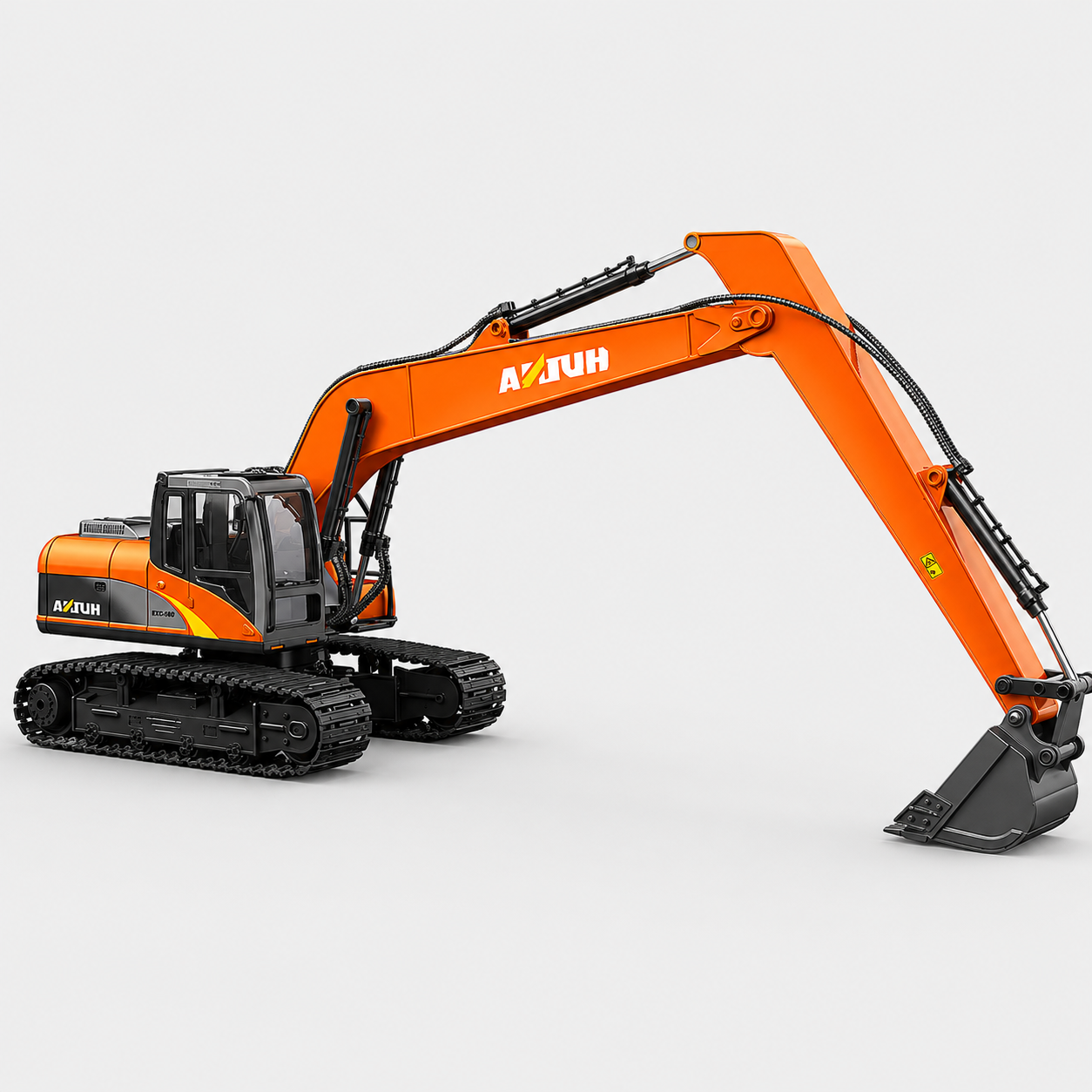 Huina 1551 - 1:14 RC Long Arm Excavator | 2.4GHz 15CH Alloy Construction Digger with Metal Bucket, Lights & Sound