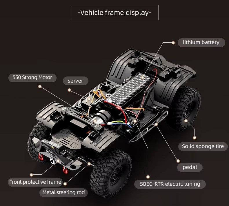 HB Toys R1012 - 1:10 4WD RC Rock Crawler Truck | Full Proportional Off-Road Climbing Car with 550 Motor, 2.4GHz Remote, LED Lights