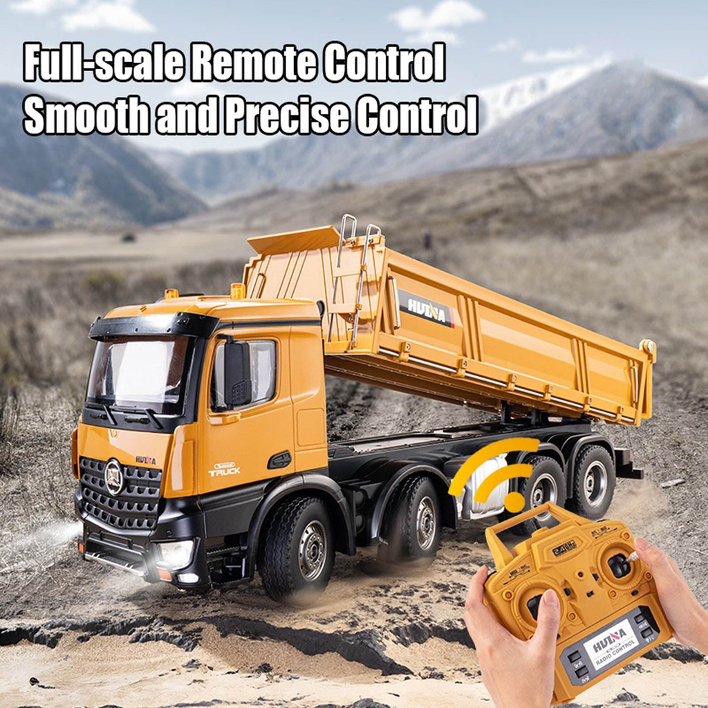 HUINA 1536 - 1:14 Large Dump Truck Alloy Remote Control Engineering Eight Wheel Heavy-Duty Dump Truck